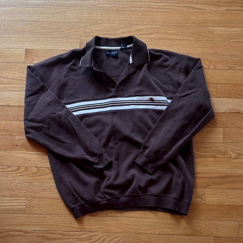 Brown Polo Sweater with Stripes